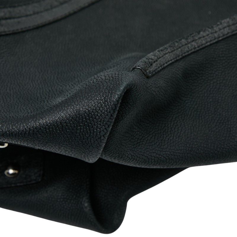 Chanel Camellia Chain Tote Bag Black Green Caviar Leather — view 6