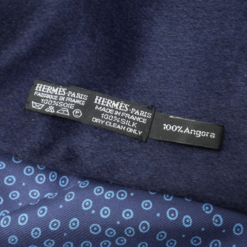 Hermes Scarf Silk and Angora Dotted Fringe Shawl — view 4