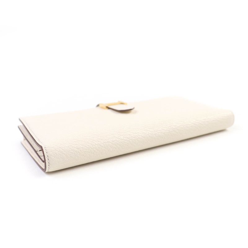 Hermes Bearn Souffle Nata Chevre Gold Hardware Long Wallet Engraved — view 4