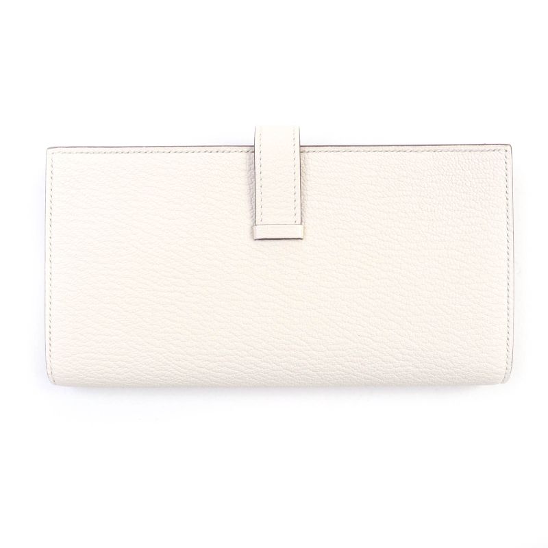 Hermes Bearn Souffle Nata Chevre Gold Hardware Long Wallet Engraved — view 3