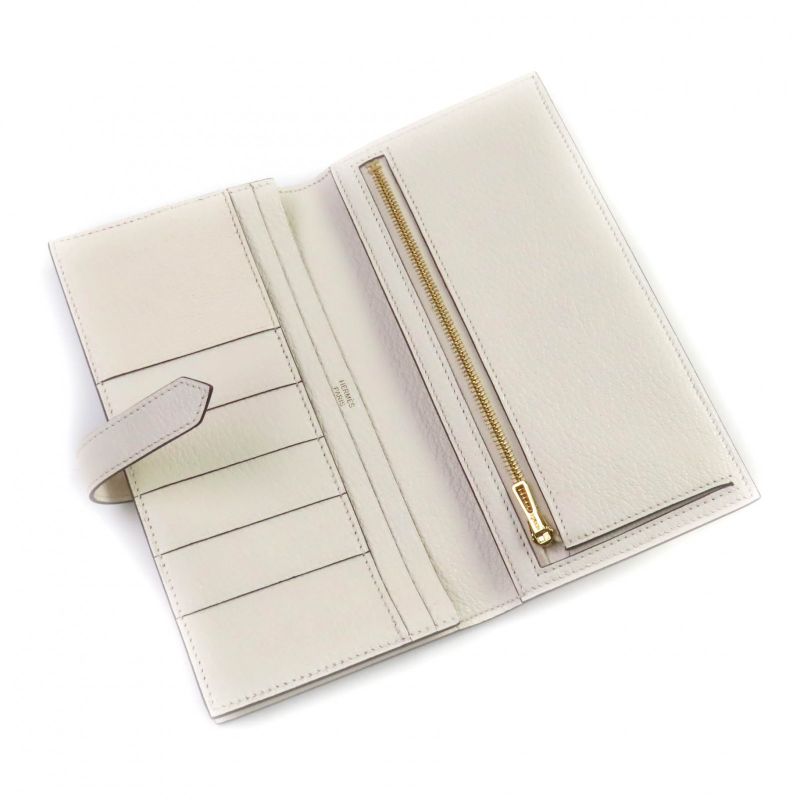 Hermes Bearn Souffle Nata Chevre Gold Hardware Long Wallet Engraved — view 5