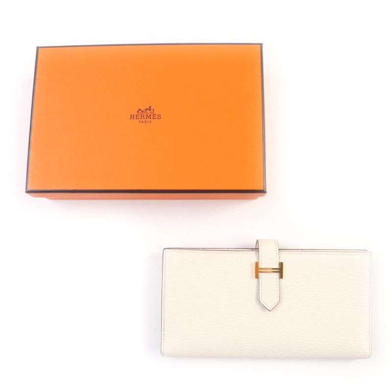 Hermes Bearn Souffle Nata Chevre Gold Hardware Long Wallet Engraved — view 2