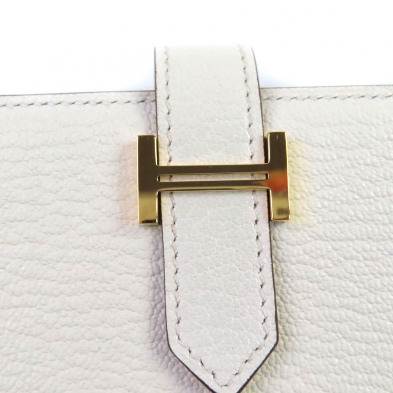 Hermes Bearn Souffle Nata Chevre Gold Hardware Long Wallet Engraved — view 9