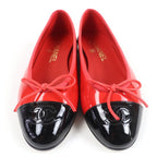 Chanel Patent Leather Coco Mark Bicolor Flat Shoes Ballet Red — view 4
