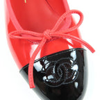 Chanel Patent Leather Coco Mark Bicolor Flat Shoes Ballet Red — view 9