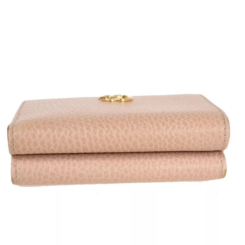 Gucci GG Marmont Logo Trifold Wallet Compact W Hook Pink Leather 65 Bs022 — view 4