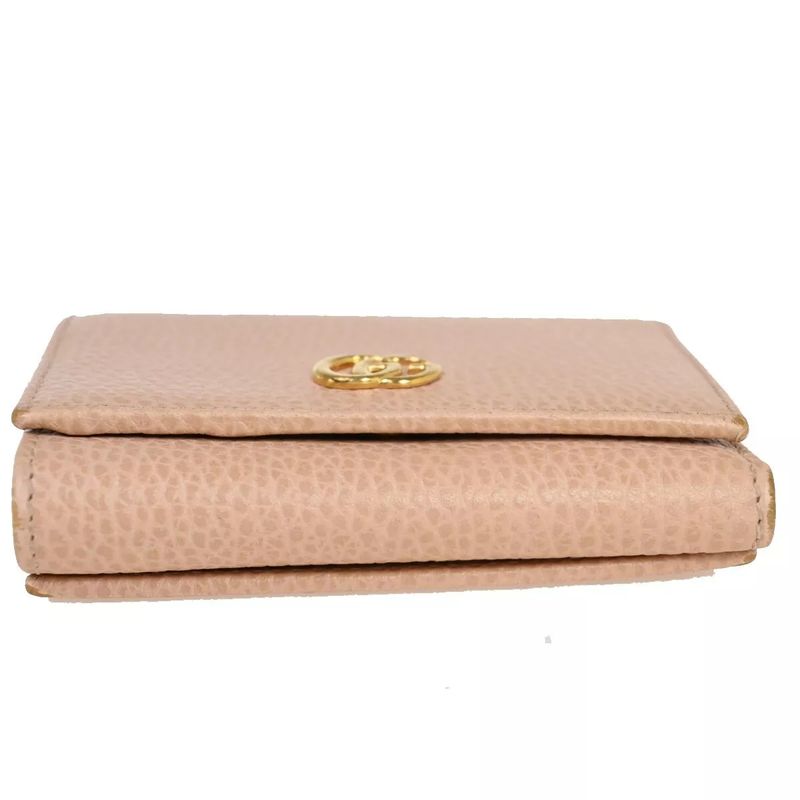 Gucci GG Marmont Logo Trifold Wallet Compact W Hook Pink Leather 65 Bs022 — view 5