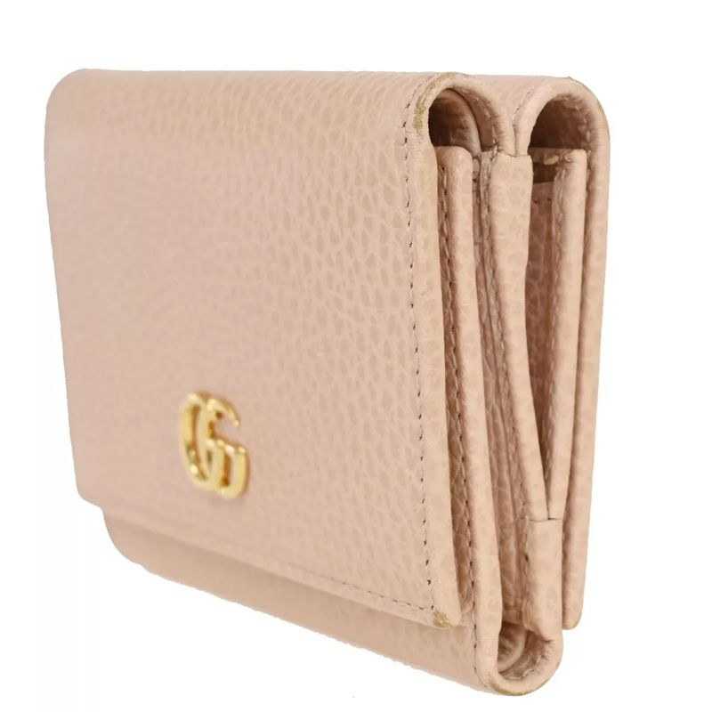Gucci GG Marmont Logo Trifold Wallet Compact W Hook Pink Leather 65 Bs022 — view 2