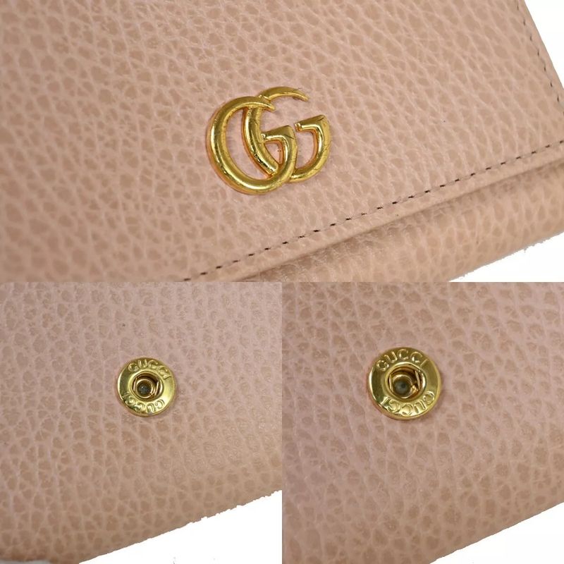 Gucci GG Marmont Logo Trifold Wallet Compact W Hook Pink Leather 65 Bs022 — view 7