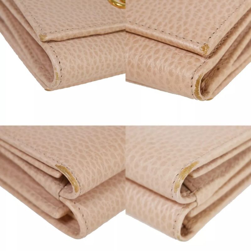 Gucci GG Marmont Logo Trifold Wallet Compact W Hook Pink Leather 65 Bs022 — view 6