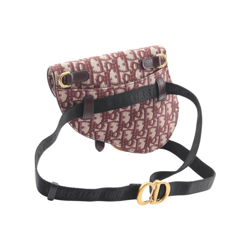 Dior Waist Bag Saddle Oblique Bordeaux Canvas Leather Flat Belt — view 2