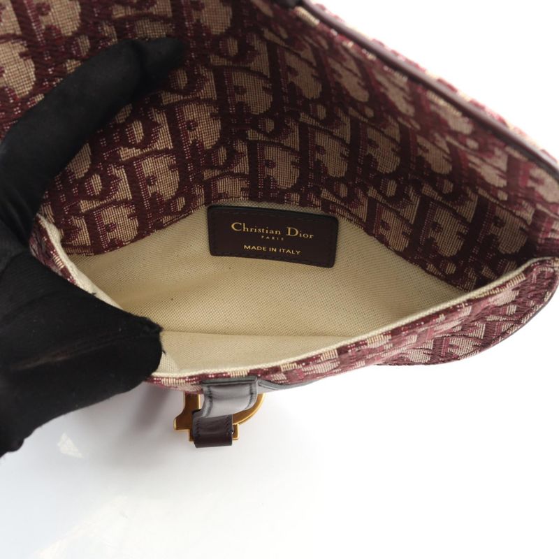 Dior Waist Bag Saddle Oblique Bordeaux Canvas Leather Flat Belt — view 3