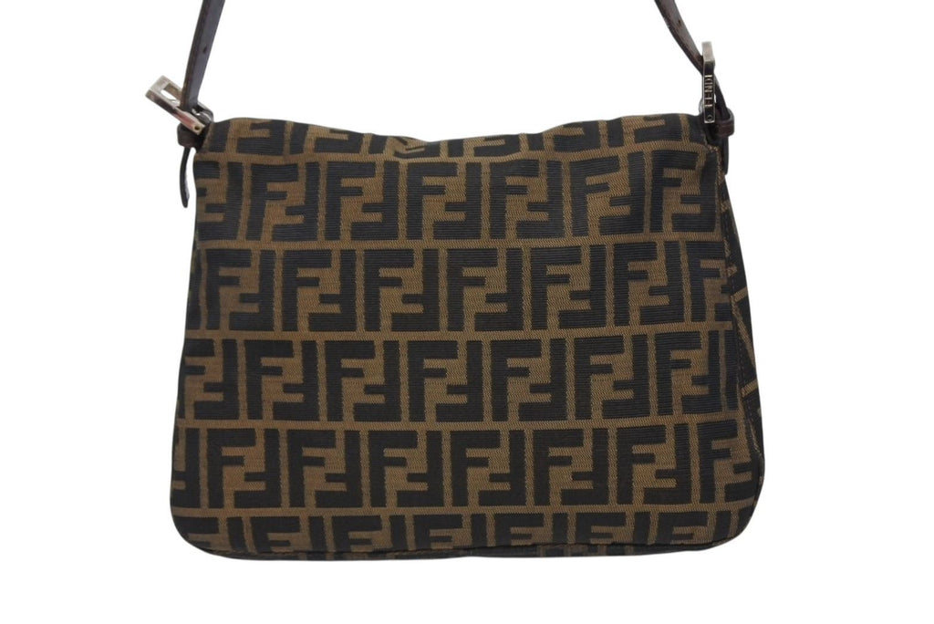Fendi Mamma Baguette Shoulder Bag Zucca Pattern Cotton Canvas Brown Silver — view 3