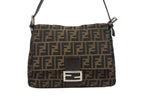 Fendi Mamma Baguette Shoulder Bag Zucca Pattern Cotton Canvas Brown Silver — view 2