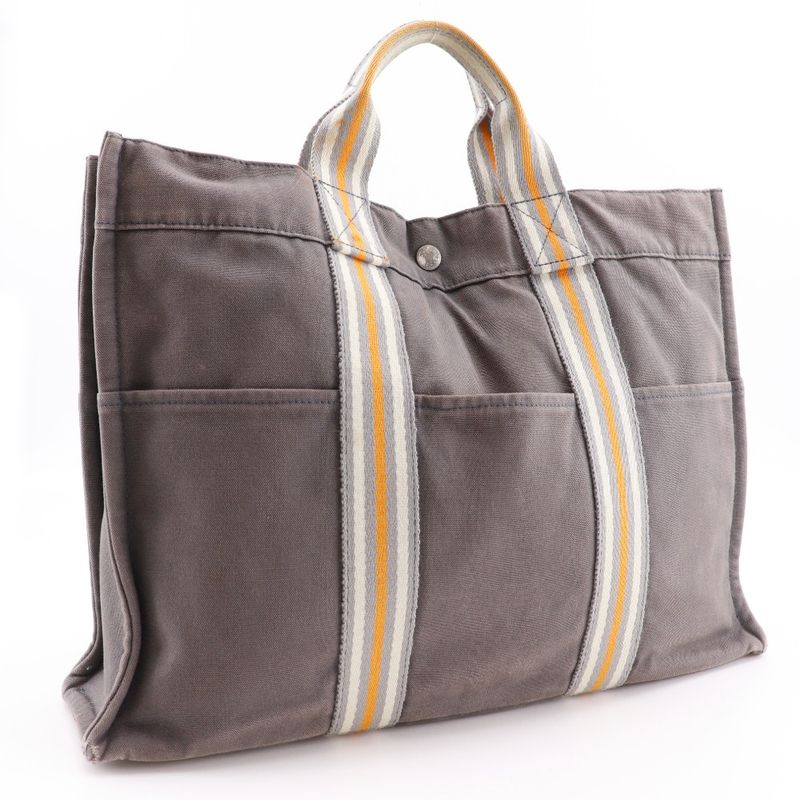 Hermes Fourre Tout MM Ginza Limited Edition Tote Bag Cotton Canvas Gray — view 3