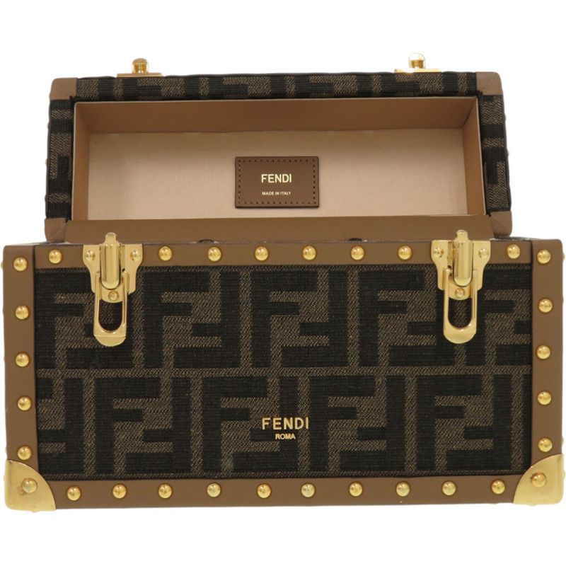 Fendi Flegrance Trunk 3 Bottles Storage 7 As300 As3 Uf1 lmn Metal FF Jacquard Brown — view 7