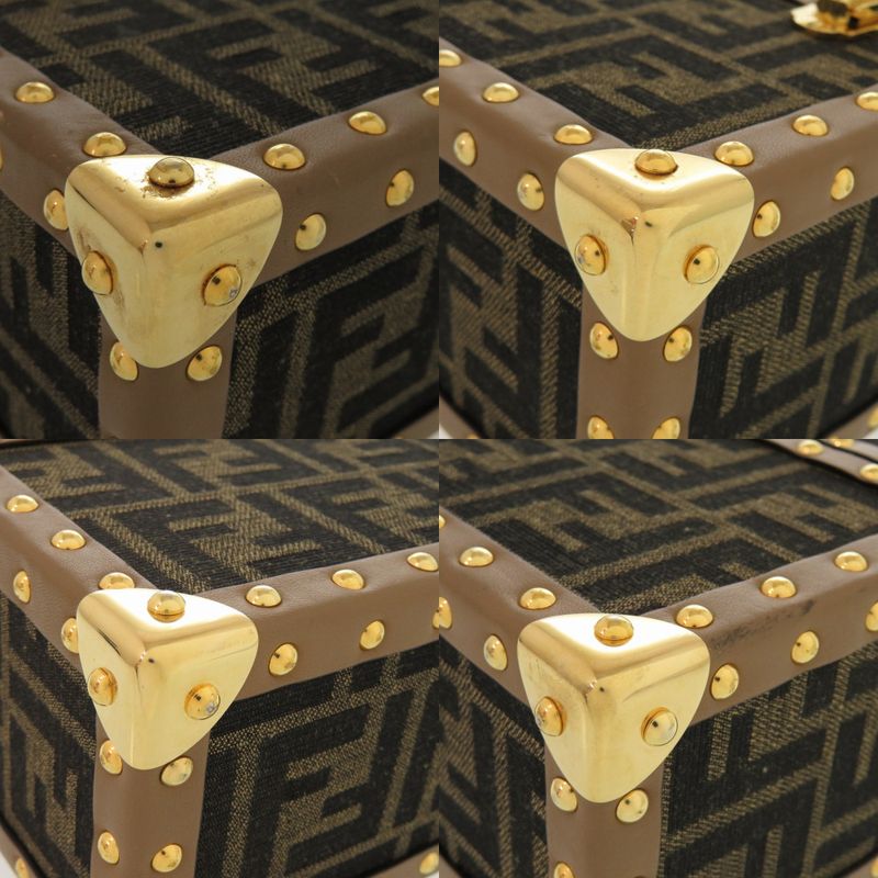 Fendi Flegrance Trunk 3 Bottles Storage 7 As300 As3 Uf1 lmn Metal FF Jacquard Brown — view 5