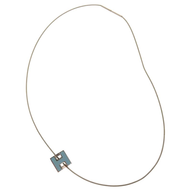 Hermes Caged Ash H Cube Metal Light Blue Necklace 1327 — view 5