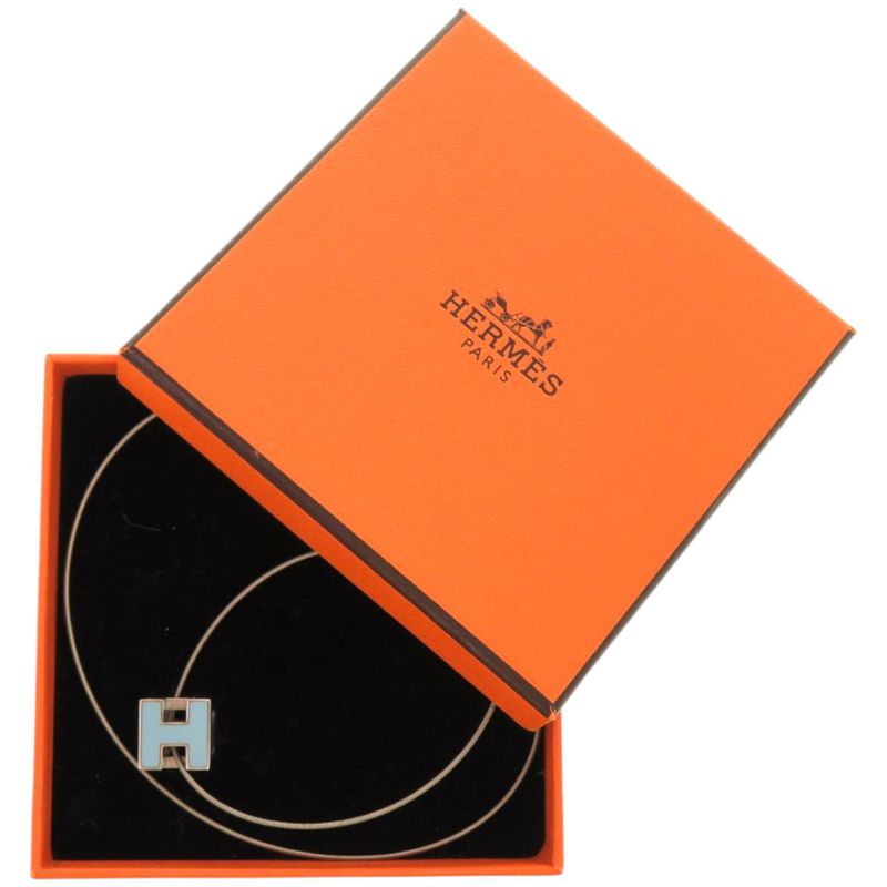 Hermes Caged Ash H Cube Metal Light Blue Necklace 1327 — view 3