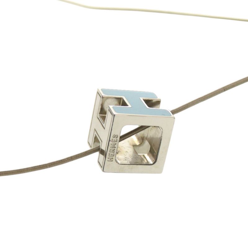 Hermes Caged Ash H Cube Metal Light Blue Necklace 1327 — view 7