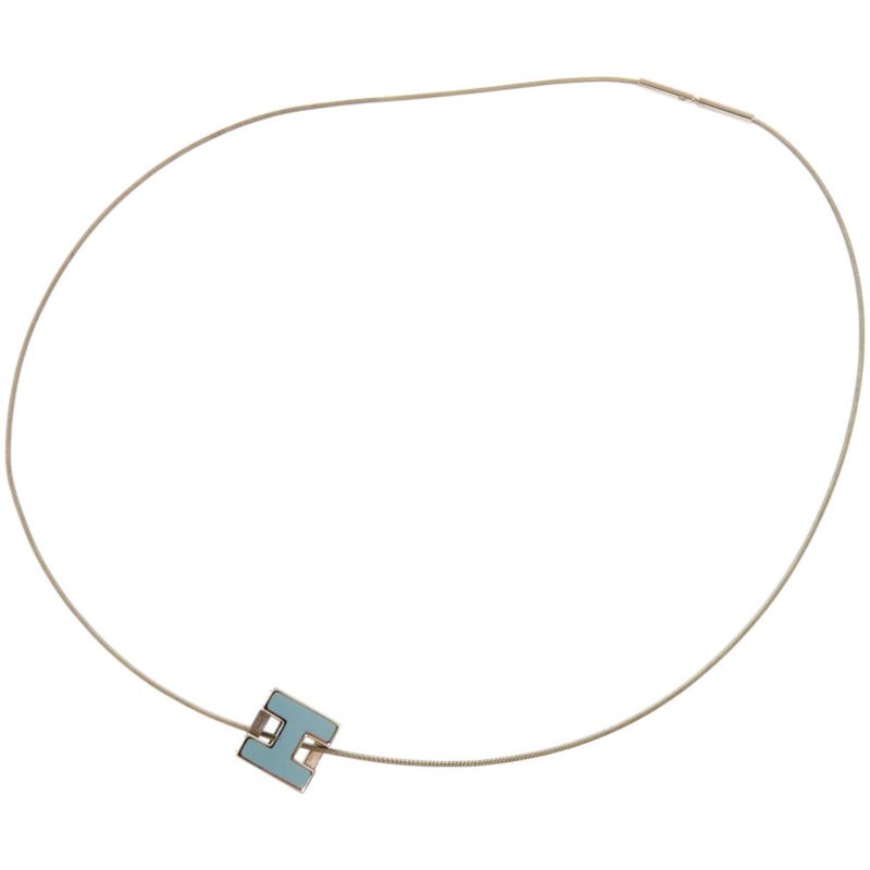 Hermes Caged Ash H Cube Metal Light Blue Necklace 1327 — view 6