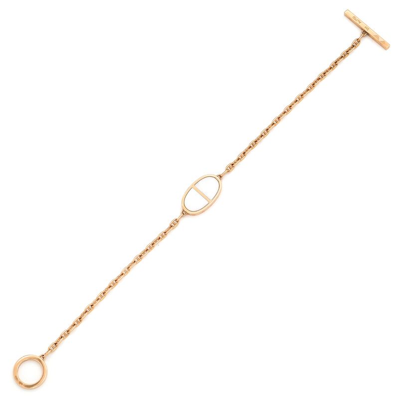 Hermes Bracelet Chaine D'ancre Verso 18K Pink Gold Rose White Sh
