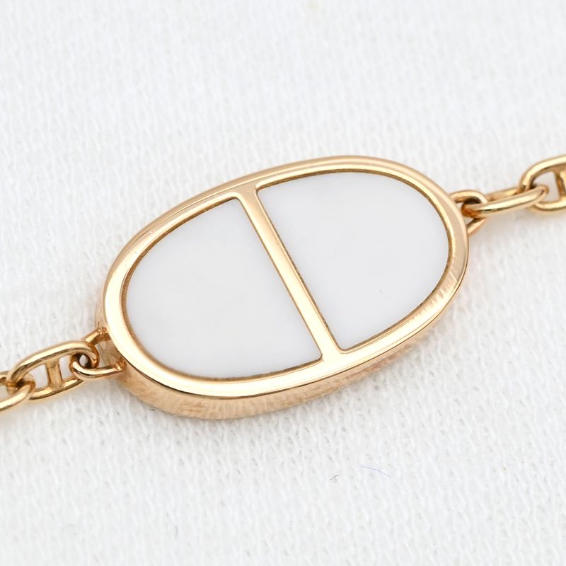 Hermes Bracelet Chaine D'ancre Verso 18K Pink Gold Rose White Sh
