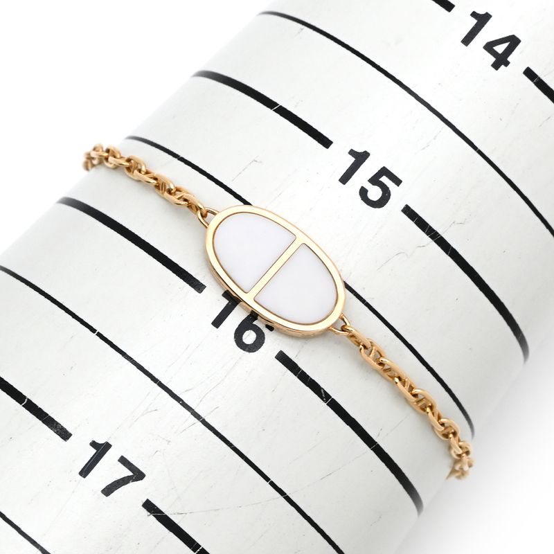 Hermes Bracelet Chaine D'ancre Verso 18K Pink Gold Rose White Sh