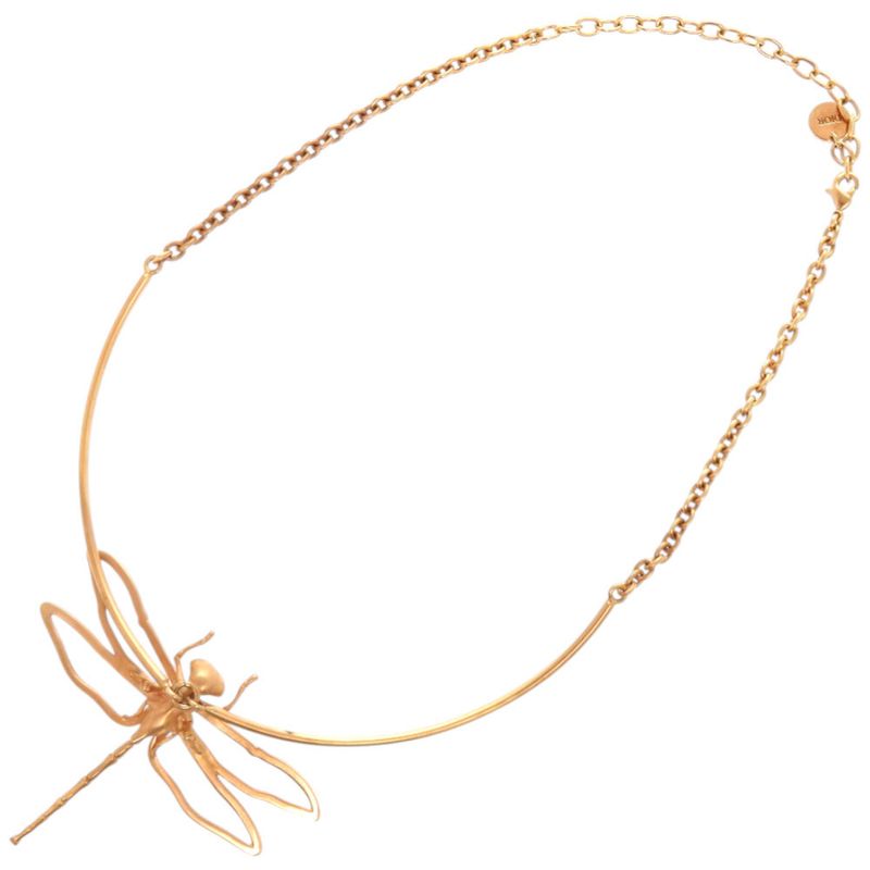 Dior Herbarium Dragonfly Metal Resin Pink Gold Clear Necklace 1506 — view 5