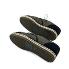 Chanel Flat Shoes Fabric Gray Black Coco Mark Espadrilles Pearl Lace Up — view 6