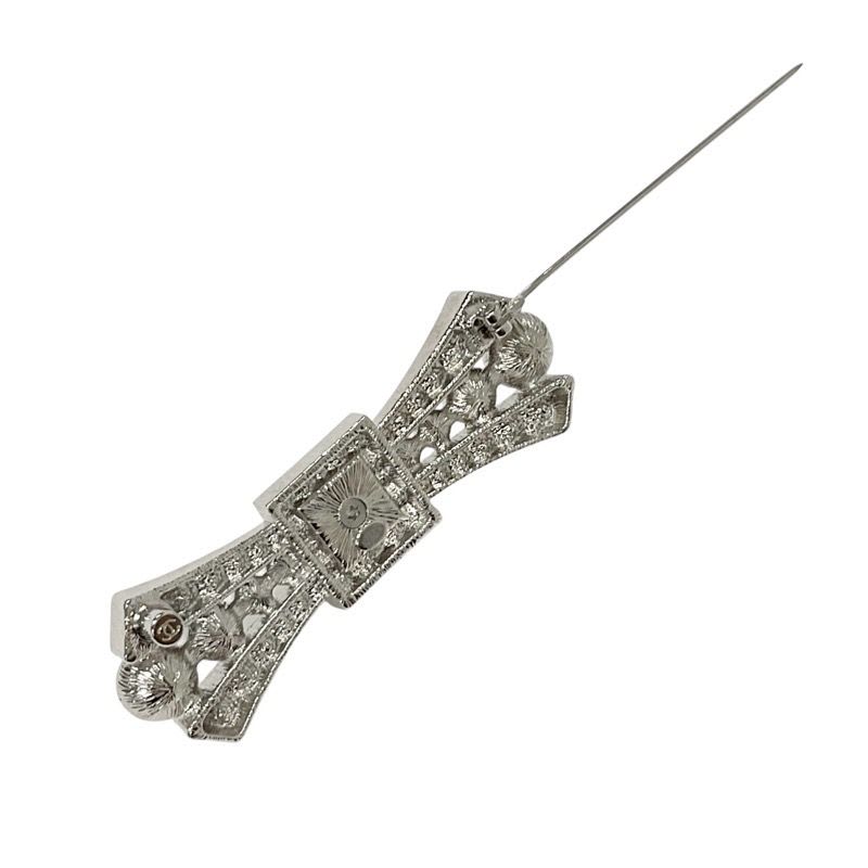 Chanel Brooch Corsage Silver Coco Mark Rhinestone Ribbon — view 5