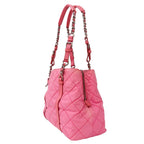 Prada Bag Tote Nylon Pink Handbag Chain Quilted Fancy — view 4
