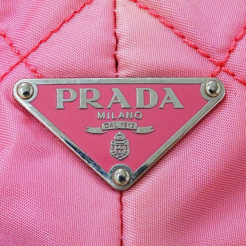 Prada Bag Tote Nylon Pink Handbag Chain Quilted Fancy — view 7