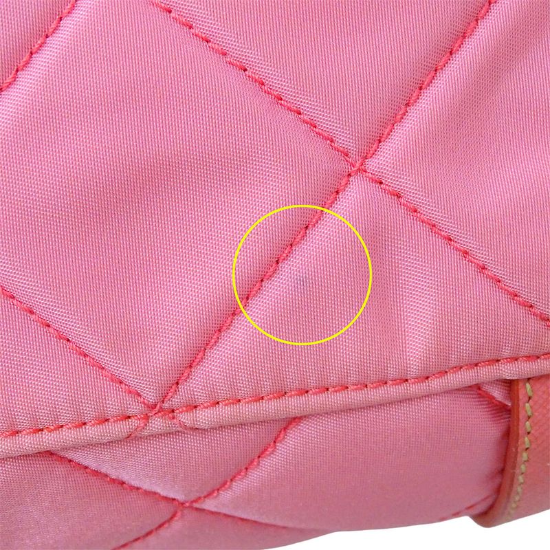 Prada Bag Tote Nylon Pink Handbag Chain Quilted Fancy — view 8