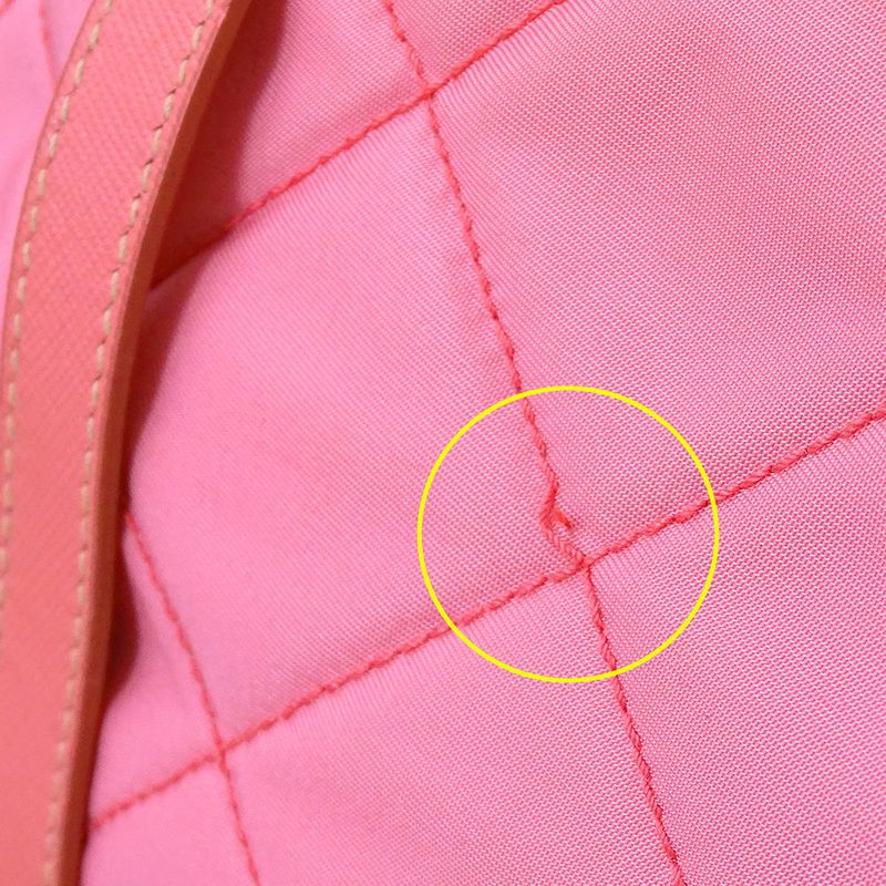 Prada Bag Tote Nylon Pink Handbag Chain Quilted Fancy — view 9