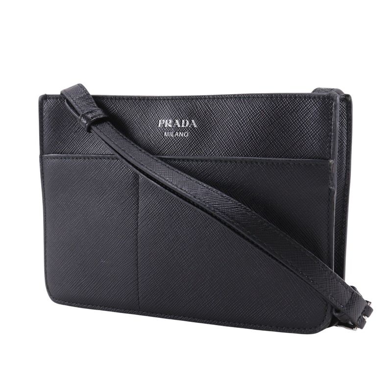 Prada Mini Shoulder Saffiano Black Bag — view 2