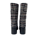 Chanel Boots Long Shoes Tweed Leather Black Multicolor Coco Mark — view 5