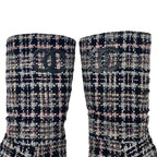 Chanel Boots Long Shoes Tweed Leather Black Multicolor Coco Mark — view 9