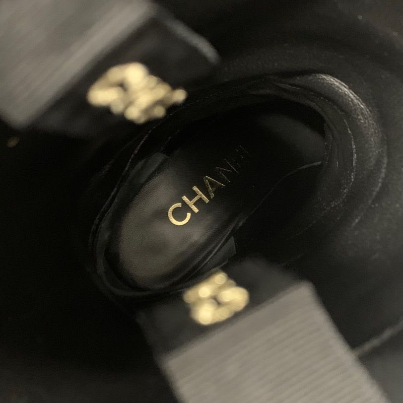Chanel Boots Long Shoes Tweed Leather Black Multicolor Coco Mark — view 7