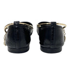 Chanel Flat Shoes Leather Black Gold Ballet Ballerina Coco Mark Pearl — view 5