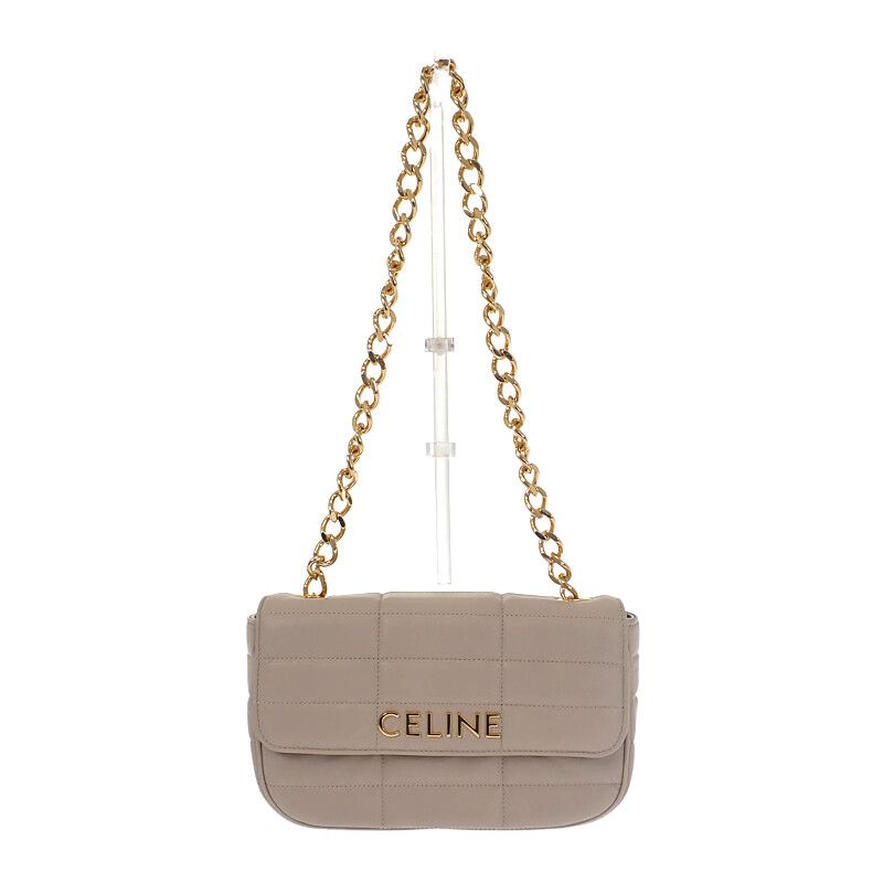 Celine Matelasse Monochrome epz.02 tr Shoulder Bag Goth Leather Ivory — view 8