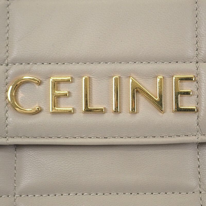 Celine Matelasse Monochrome epz.02 tr Shoulder Bag Goth Leather Ivory — view 7