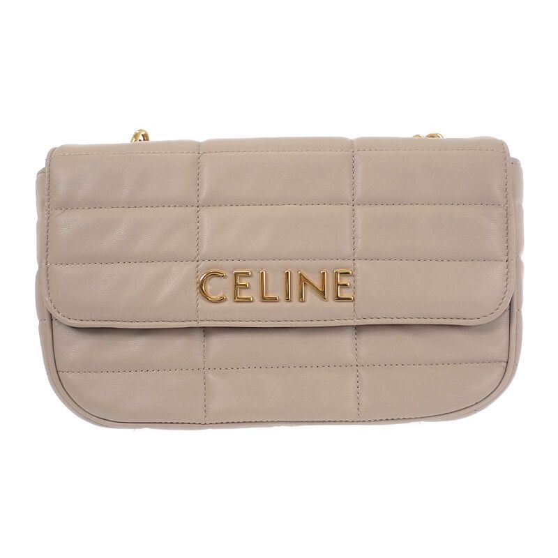 Celine Matelasse Monochrome epz.02 tr Shoulder Bag Goth Leather Ivory — view 2