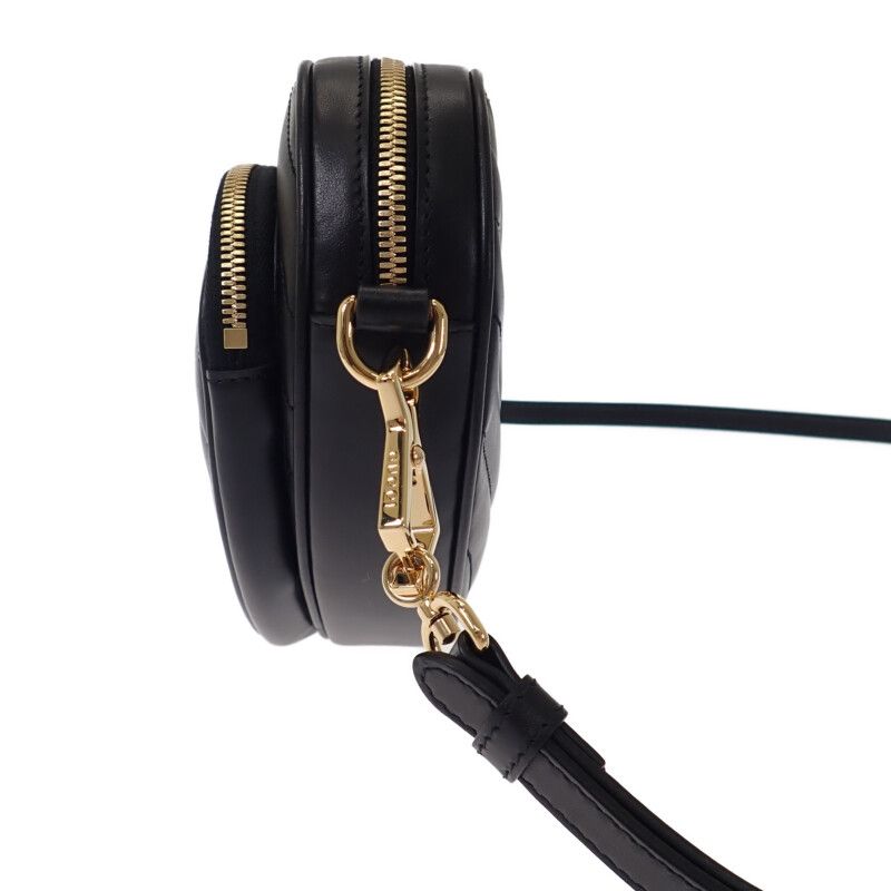 Gucci Interlocking G Heart Shoulder Bag Calf Black Gold Hardware — view 4