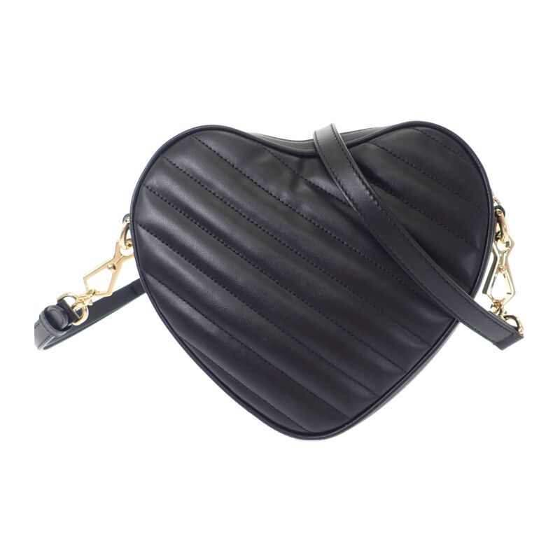 Gucci Interlocking G Heart Shoulder Bag Calf Black Gold Hardware — view 3