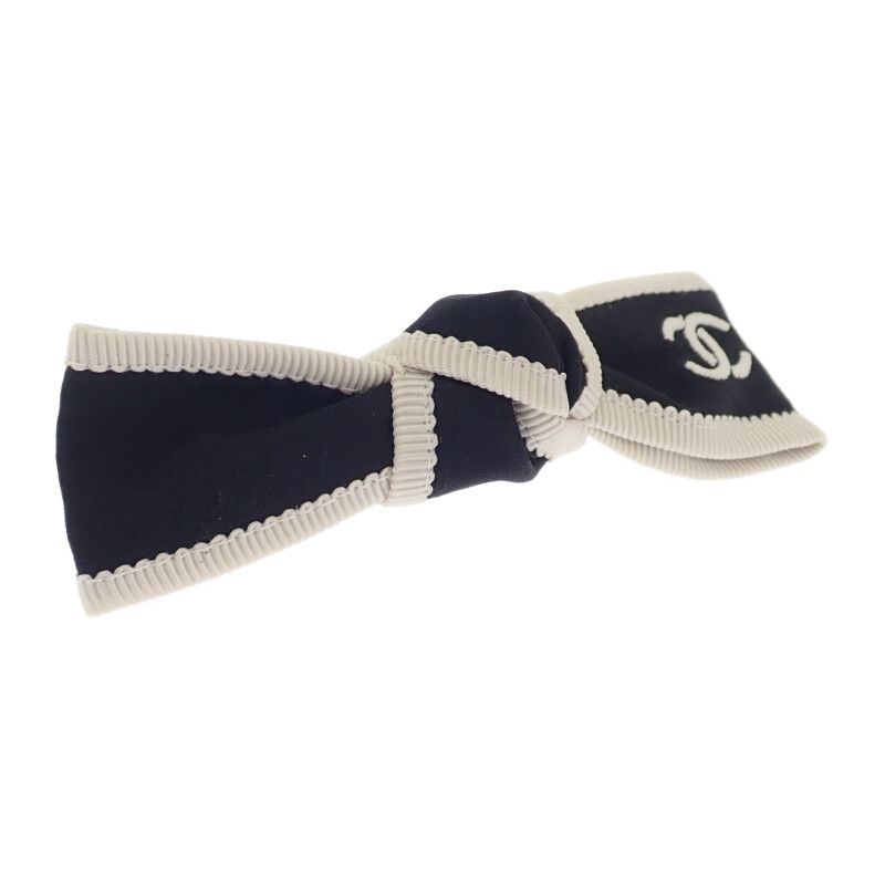 Chanel Bow Aa9921 Barrette Silk Black Silver Hardware — view 2