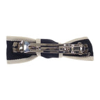 Chanel Bow Aa9921 Barrette Silk Black Silver Hardware — view 4