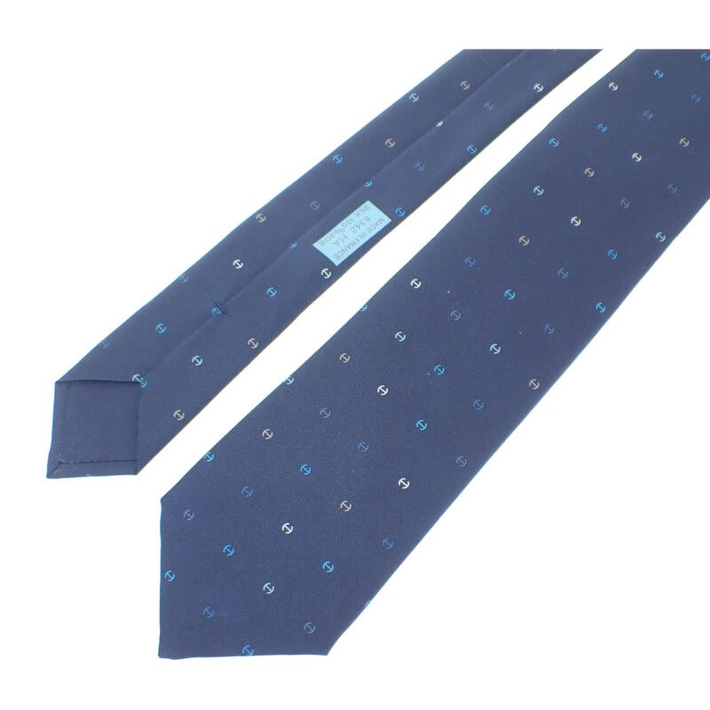 Hermes Silk Twill Tie H Tonneau T Navy Multicolor — view 2