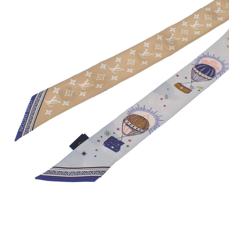 Louis Vuitton Eclipse Bandeau Scarf Silk Blue Beige — view 3