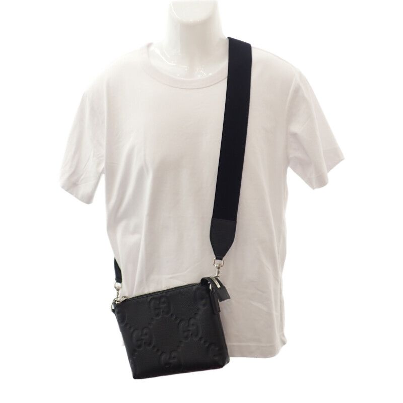 Gucci Jumbo GG Small Messenger Bag aaby7 1000 Shoulder Leather Black — view 9